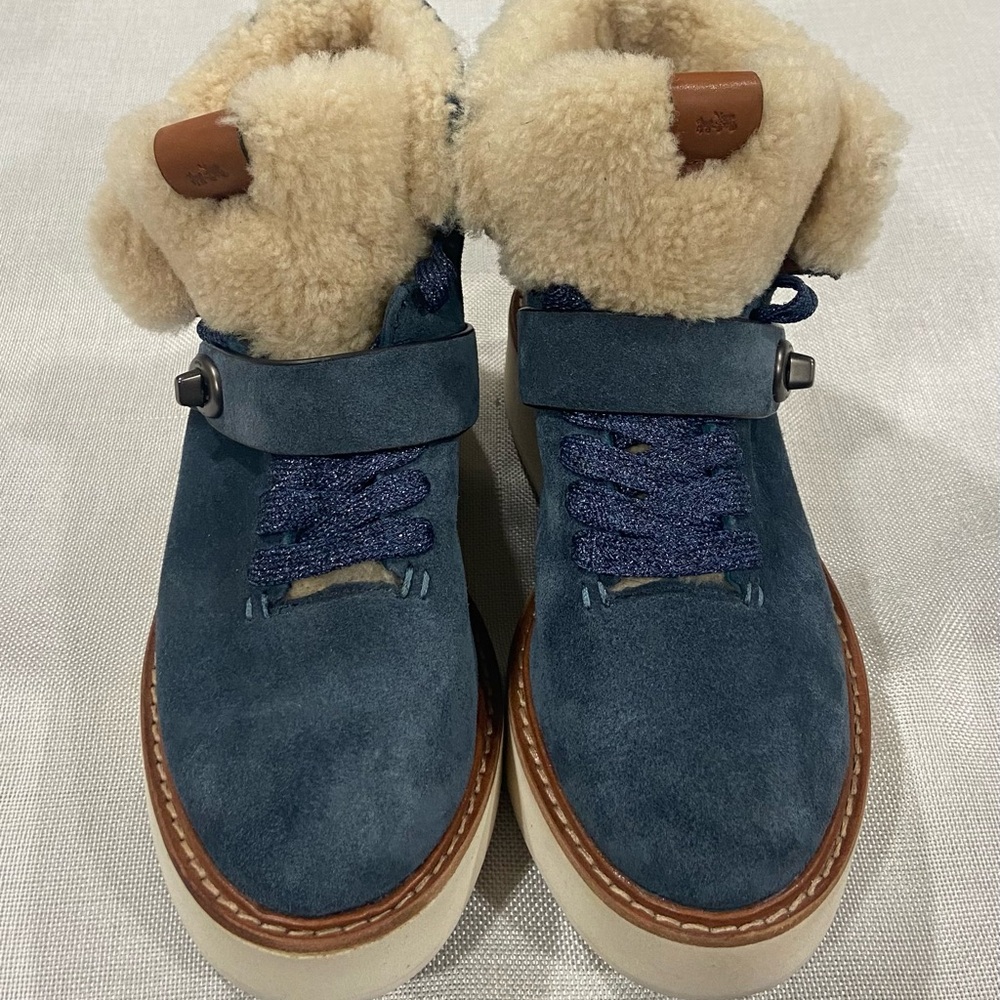 Coach Women G1354 Genuine Leather - Fur Lining Comfort Ankle Boots - Size US 5B - Picture 3 of 7